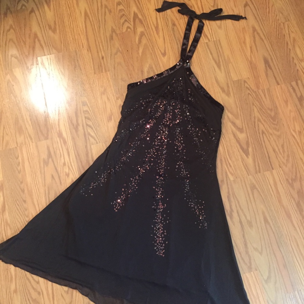 Reformation Vintage Y2K Mesh Sequin Halter Dress Homecoming Prom Wedding Party